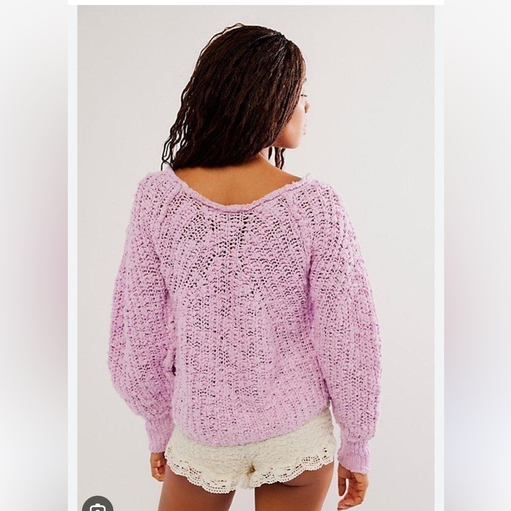 Free people in a swirl pink lilac knit sweater nwt Xs - Picture 2 of 4